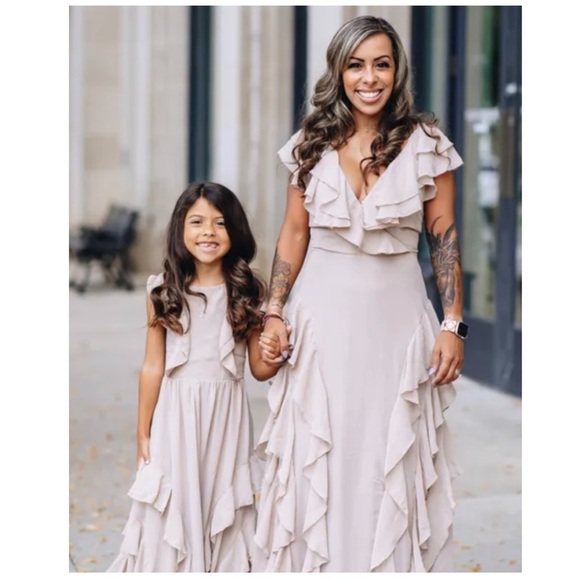 Joyfolie | Cottagecore Photo Shoot Tiered Maxi Sylviane Dress in Light Taupe | 5 - Picture 5 of 15